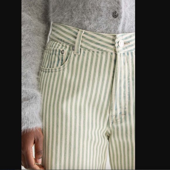 NWT BELLEROSE Paty jeans in Green Stripe S 25 - Picture 1 of 4